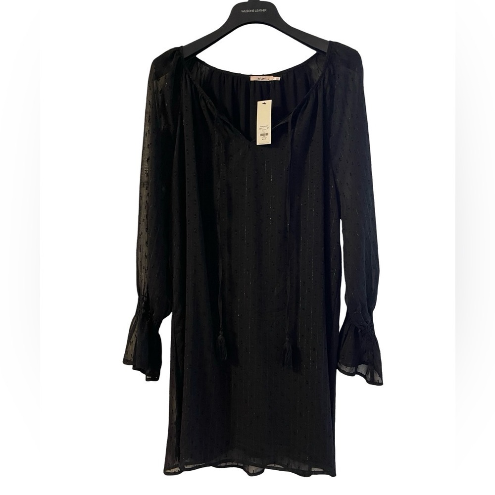 NWT Francesca’s Mi Ami Black Maddax Shift Dress Long Sleeve Size Large